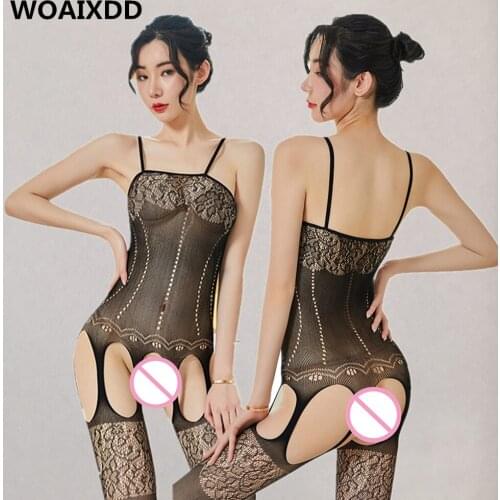 Sexy Body Stockings Open Crotch Tights Transparent Bodysuit Erotic Underwear Women Sexy Teddy Lingerie Porno Sex Costumes
