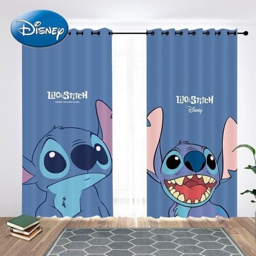 Disney Cartoon Animation Stitch Curtain Childrens Room Bedroom Study Bay Window Simple Blackout Short Curtain