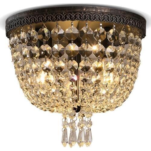 Modern Luxury Crystal Ceiling Light E14 European Metal Base Flush Mount Lamp Restaurant Bedroom Living Room Fixture Lighting 235