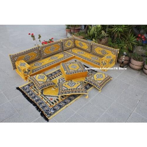 Outdoor Floor Seating, Arab Seat Oriental Patterns, Ottoman Table, Hookah Sofa, Carpet, Sofa, oriental pattern, Ottoman table
