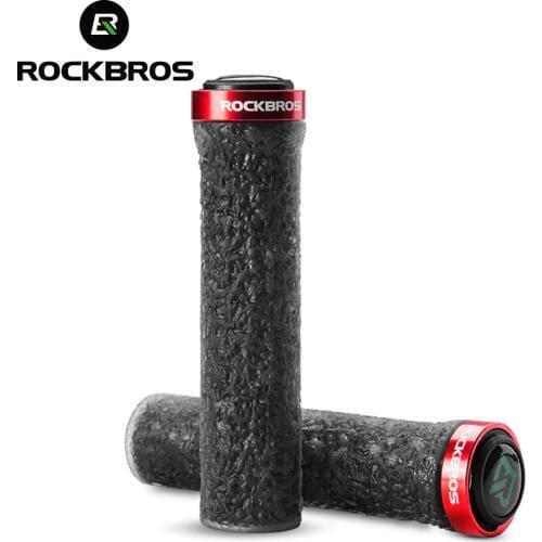 ROCKBROS Bicycle Handles Cuff Aluminum Alloy Bike MTB Grips Cycling Handlebar Shockproof Rubber Anti-slip Grips Bike Accessories