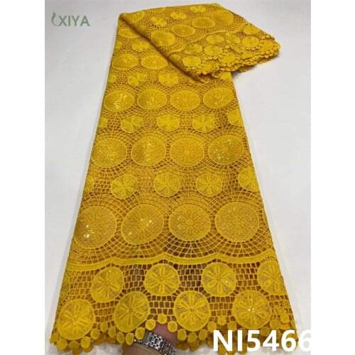 High Quality Milk Silk Lace Fabric with Sequins African Guipure Cord Lace Fabric for Party Sew Milk Fiber Tissue Lace NI5466