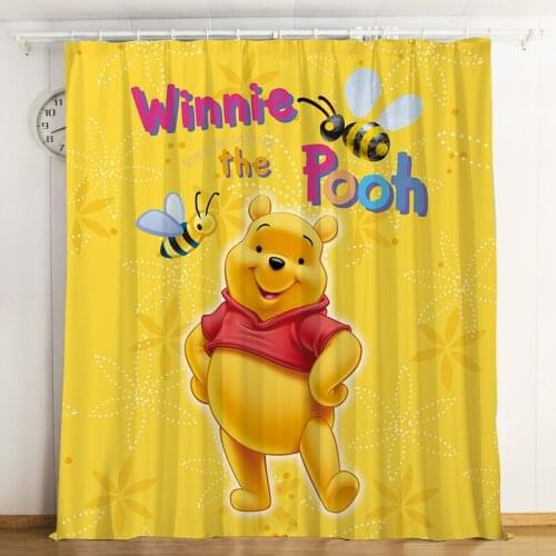 Disney Curtain Cartoon Winnie Pooh Bear Digital Printed Brushed Shading Blackout Curtains Princess Room Boys Girl Birthday Gift