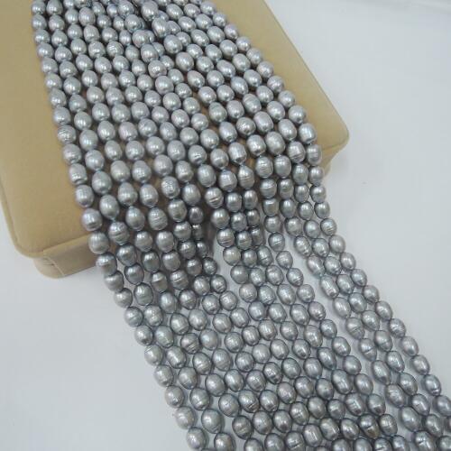 9-11 mm 100% Real freshwater loose pearl ,rice shape-high luster-AA pearls-gray color pearl