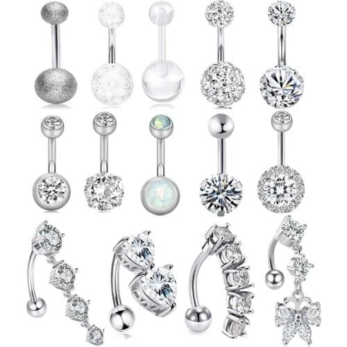 Womens Sexy Belly Button Piercing Stainless Steel Trend Woman Accessories Goth Punk Women Body Jewelry Navel Ring Piercings