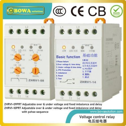 ZHRV1-09PRT Voltage protector with reset and test button and PTC protection is against over-voltage, under-voltage & imbalance