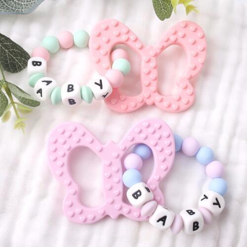 Bite Bites 1pc Silicone Teether Baby Butterfly Bracelet Baby Chews Rattle Childrens Goods Teethers For Teeth