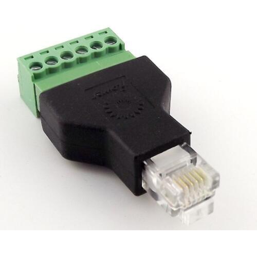 1pcs Ethernet RJ12 6P6C Male to Screw Terminal 6 Pin Splitter CCTV Adapter Connector