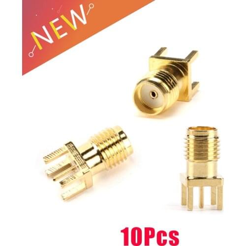 10PCS 1.6mm SMA Female Jack Solder Nut Edge PCB Clip Straight Mount Gold Plated RF Connector Receptacle Solder
