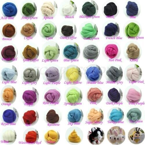 20 Colors Wool Corriedale Needlefelting Top Roving Dyed Spinning Wet Felting Fiber Drop Shipping