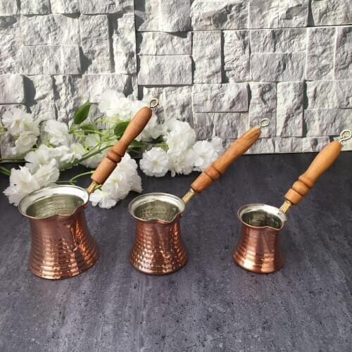 3 Set Turkish Coffee Pot 3 size traditional copper coffee machine Coffee Pot türkiye'de made Tурецкая Kофеварка Tурка