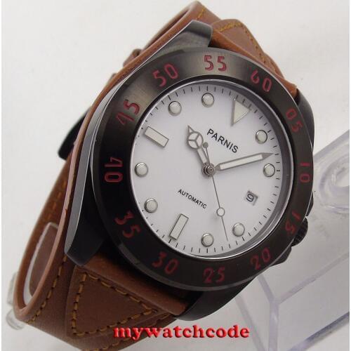 43mm Parnis white dial Sapphire Glass PVD case miyato Automatic mens Watch P705