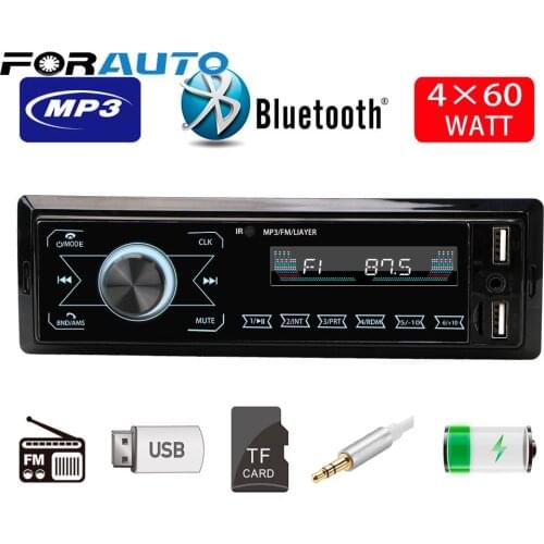 1 Din Touch Car MP3 Player Colorful Bluetooth Handsfree Dual USB FM Car Audio Radio Stereo Music USB/SD with In Dash AUX Input