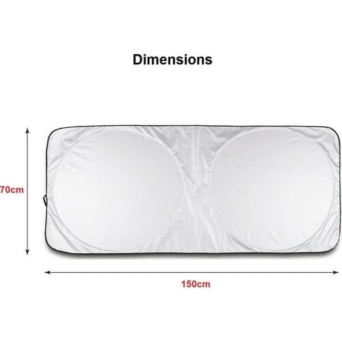 Car Foldable Sun Shade Windshield Durable Reflective Block Heat Cover 150*70cm Windshield Shade With Storage Bag