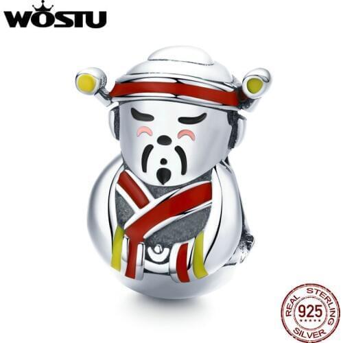 WOSTU 925 Sterling Silver The God of wealth Beads Lucky Charm Fit Original Bracelet Necklace New Year Present Jewelry DXC1373