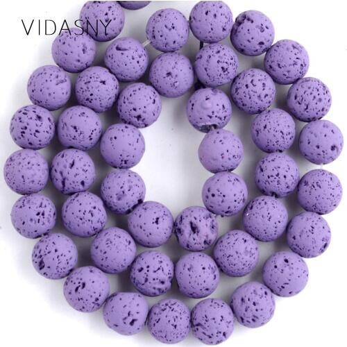 Natural Minerals Stone Purple Lava Hematite Beads For Jewelry Making Round Spacer Beads 4 6 8 10mm Diy Bracelet Necklace 15"