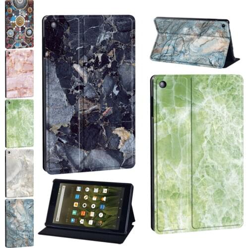 For Amazon Fire 7 5th/7th/9th/HD 8 (6th/7th/8th Gen)/Fire HD 10 (5th/7th 9th/Gen) Marble Pattern Leather Tablet Stand Cover Case