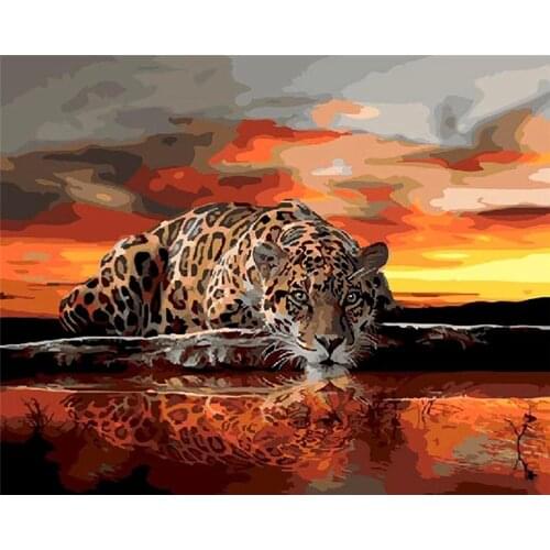 CraftArtGo Painting By Numbers Animal painting On Canvas HandPainted Gift Picture By Number Waterfall Kits Home Decoration