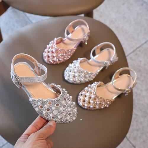 ChildrenS Shoes Girls' Summer Non-Slip Cut-Outs Sandal Fashion 2021 Pearl Elegant Princess Shoe Kids Sports Beach Wedges Sandal