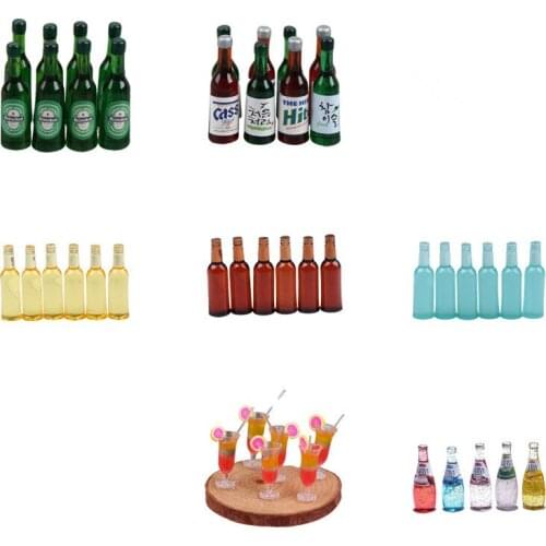 Kid Pretend Play Toys Mini Resin Dollhouse Miniature Wine Bottles Dolls Drink Simulation Furniture Model Toys Dollhouse Access