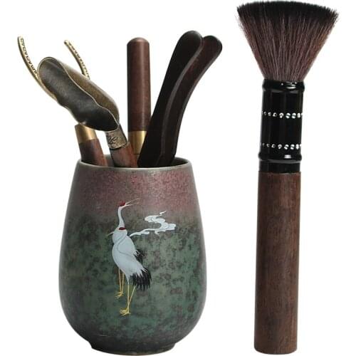 Ebony Bamboo Tea Ceremony Gentlemen Ceramic Kung Fu Tea Set Tea Ceremony Tea Clamp Tea Holder Tea Spoon Packaged Combination
