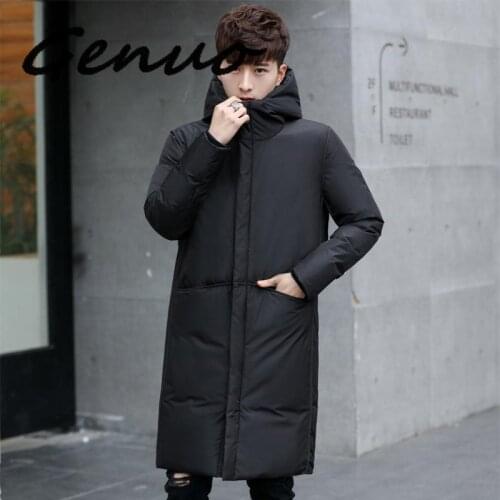 Genuo 2020 New Thick Winter Mens White Jacket Brand Clothing Hooded Black Gary Long Warm White Duck Coat Male Coats