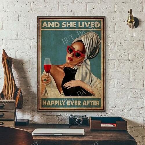 And She Lived Happily Ever After Poster - Cat Poster - Wall Decoration - Signs for Home - Best gifts ever - Gift for Cat Owner