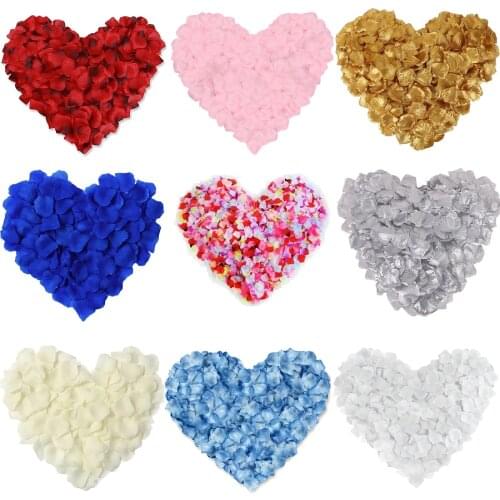 1000pcs 5*5CM Artificial Fake Rose Petals For Romantic Night Wedding Event Party Decoration Color Gold Red White Wedding Flower