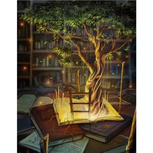 Full Square Round Drill 5D Diy Diamond Painting Magic Book Tree Embroidery Abstract Landscape Cross Stitch Kits MosaicZP-4643