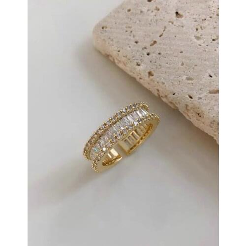 2021 Korean New Exquisite Geometric Simple Ring Fashion Temperament Versatile Open Ring Elegant Ladies Jewelry