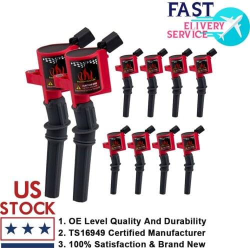 Set Of 10 Pack Ignition Coil For Ford E350 Excursion F250 F350 F450 V10 6.8L DG508 97-16 High Performance Coil Car Accessories