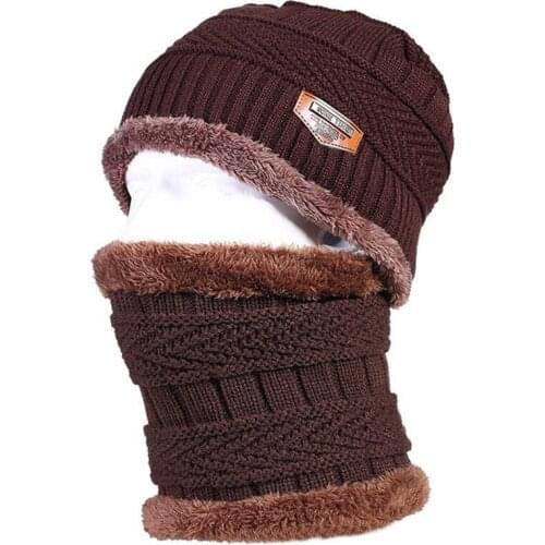 Mens Thermal Fleece Lining Winter Beanies Hats and Neck Hood Balaclava Style Skull Caps Set Gray Black Navy Brown Dark Red