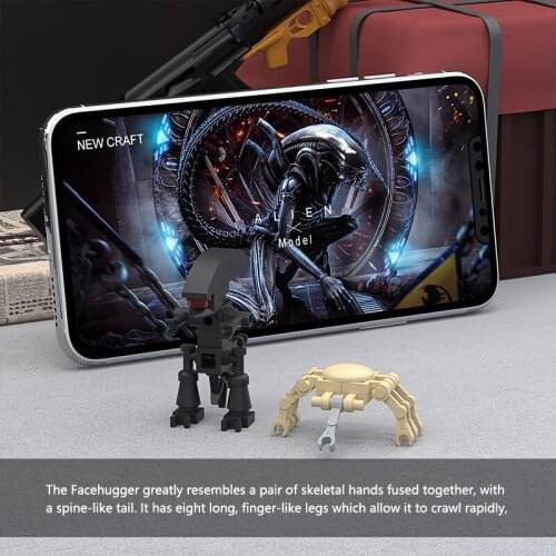 MOC Facehugger Biochemical Movie Monster Animal Building Blocks Kit Parasite Model Bricks Idea Assemble Toy For Children Gift