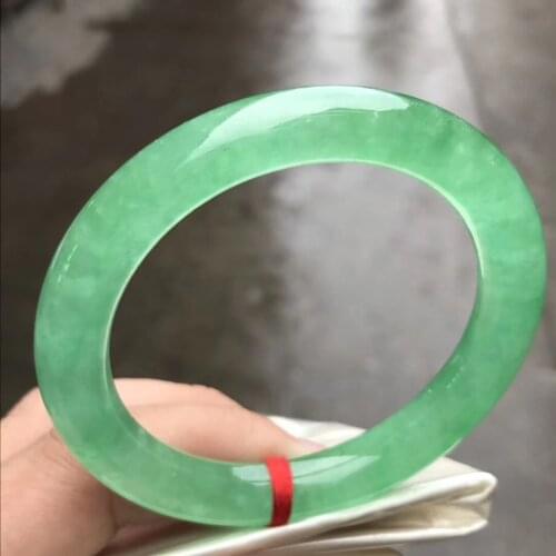 Koraba Only One !57.8MM Certified (Grade A)100% Natural Green Jadeite JADE Bracelet Women Bangle