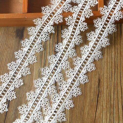2YARD hot sale 4.5cm flower double high soluble lace embroidery lace DIY manual material High-quality