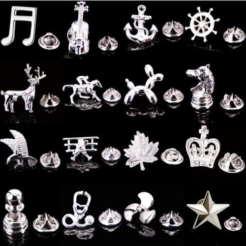 Mens Brooch Silvery Copper metal Lapel Pins Scarf Hat Shirt Pin High Quality Neckpin Collar Badge Jewelry Clothing Accessories