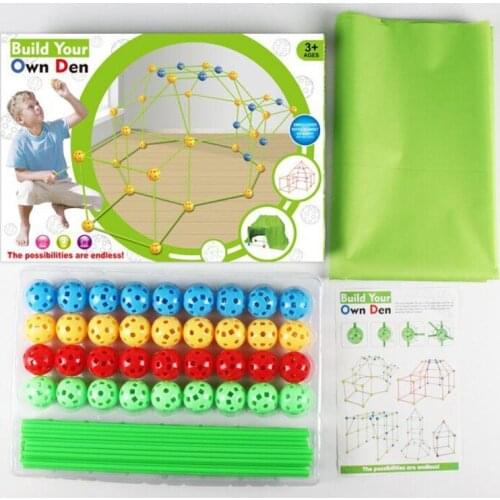 New 2021 Childrens DIY Beads Tent Fort Building Kit Tent Plastic Building Block Construction Build Castles Tunnels Toy Set