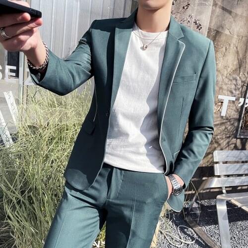 Top Quality Jacket+Pants Wedding Dress Suit Men Clothing 2021 Fashion Latest Coat Design One Button Slim Fit Casual Blazer Suits