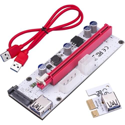 PCI-E PCI PCIE Express Riser Card 1x To 16x USB 3.0 Data Cable Adapter SATA 4Pin IDE Molex 6 Pin Bitcoin Mining Rig Frame Case