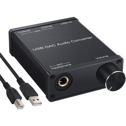 USB to Coaxial S/PDIF Optical 3.5mm/6.3mm Headphone Converter USB DAC Digital to Analog Audio Converter for Windows XP