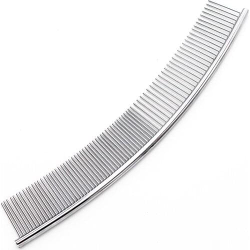 Moon Shaped Pet Grooming Comb Stainless Steel Beauty Removes Fleas Curved Row Comb Dog Opening Durable Comb
