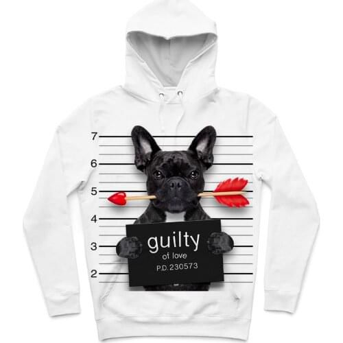 REAL American SIZE High Quality Guilty of Love - Dog Mugshot - Cute and Funny Sublimation Printing Plus Size Hoodies