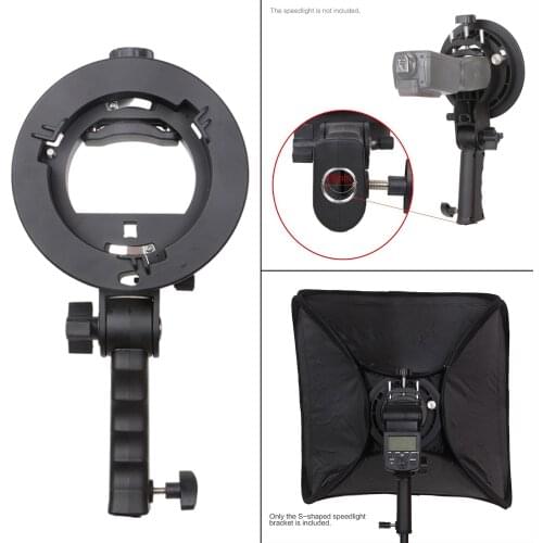 Handheld S-Type Flash Speedlight Bracket Softbox Beauty Dish Umbrella Bowens Mount Kit Black