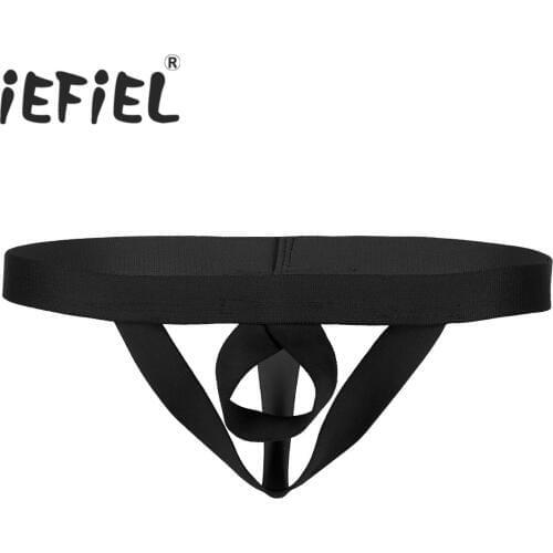 Sexy Male Mens Lingerie Open Butt Crotchless T-back Suspensory Jockstrap Low Rise Stretchy G-string Underwear Thongs Panties
