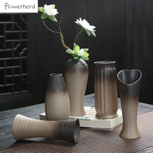 Nordic Decoration Home Ceramic Vase European Coarse Pottery Flower Vase Flower Inserts Home Decoration Crafts