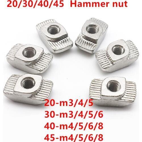 T-nut M3 M4 M5 M6 M8 t slot nut Hammer head Fasten Nut for EU Standard 2020/3030/4040/4545 Series Aluminum profiles Accessory
