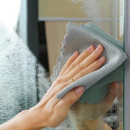 2021 Microfiber Fish Scale Wipe Cloth For Glass Anti-grease Wiping Rag Super Absorbent Home Washing Dish Kitchen Cleaning Towel