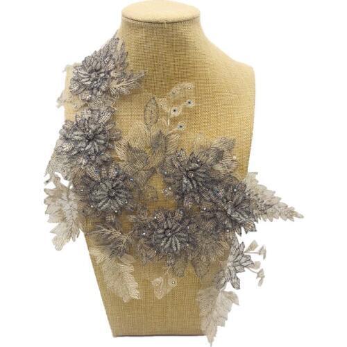 Embroidery European station 2019 new spring and summer tide beads flower embroidery 3D flower cloth stickers lace