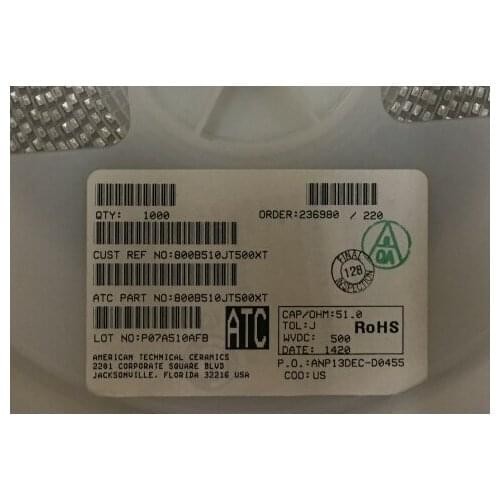 800B510JT500XT Chip high frequency capacitor ATC 3225 1210 51PF 500V