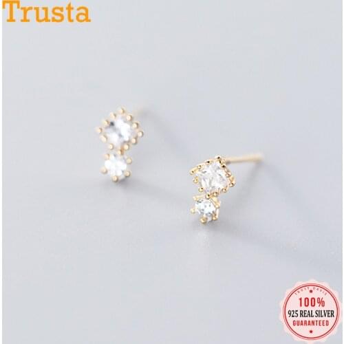 Trustdavis Authentic Minimalist 925 Sterling Silver Mini Lovely White CZ Stud Earrings For Women Sterling Silver Jewelry DA941